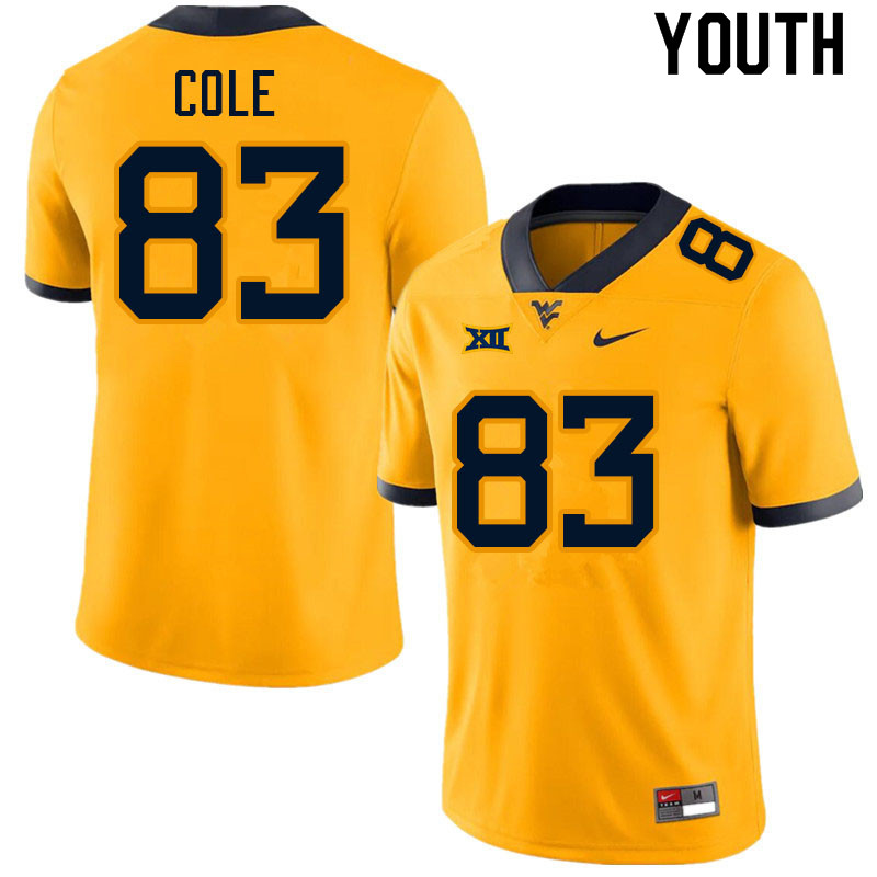 NCAA Youth CJ Cole West Virginia Mountaineers Gold #83 Nike Stitched Football College Authentic Jersey CT23R52FM